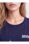 Ozmarka New Season Navy Blue Printed Women's Shorts Pajama Set - 3