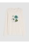Vizyon New Season Ecru Crew Neck Floral Women's Pajama Set - 6