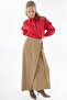 Buckle Detailed Wrap Skirt Beige