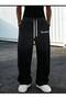 Unisex Black "Freedom" Text Printed Oversize Wide Leg Sweatpants - 4