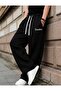 Unisex Black "Freedom" Text Printed Oversize Wide Leg Sweatpants