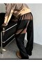 Unisex Black "Freedom" Text Printed Oversize Wide Leg Sweatpants - 5