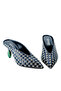 Knitted Leather Mule Heeled Slippers Z652 Napa Sedefli Navy Blue Gray C3116 - 4