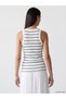 Alita City Women's Striped Undershirt with a Contrast Collar - 4