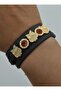 Three Row Leather Bracelet - Multicolor -
