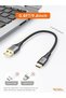 كيبل كريشن كيبل USB C قصير 0.8 قدم، شاحن نوع سي مزدوج مضفر خارجي USB A الى - 2