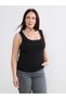 Alita City Women's Plus Size Square Neckline Stitching Detailed Tank Top