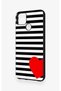 Realme C25 Compatible Striped Red Heart Patterned Silicone Case - 2