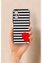 Omix X5 Compatible Striped Red Heart Patterned Silicone Case - 4