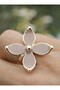 Enamel adjustable ring - ecru -