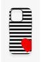 iPhone 16 Pro Compatible Striped Red Heart Pattern Silicone Case - 2