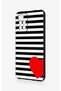 Redmi 10 2022 Compatible Striped Red Heart Pattern Silicone Case - 3