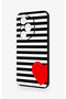 Honor 400 Pro Compatible Striped Red Heart Pattern Silicone Case - 3