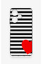 Infinix Hot 30I Compatible Striped Red Heart Patterned Silicone Case - 2