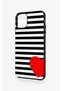 iPhone 11 Pro Max Compatible Striped Red Heart Pattern Silicone Case - 4