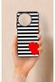 Realme 11 Compatible Striped Red Heart Patterned Silicone Case - 4