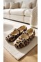 Women's Beige Leopard Rabbit Feather Buckle Casual Ballerinas 1 cm Byndtav01 - 8