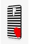 Redmi 9 Compatible Striped Red Heart Pattern Silicone Case - 3
