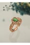 Emerald Stone Baguette Ring - Rose -