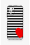 Redmi Note 10-10S Compatible Striped Red Heart Pattern Silicone Case
