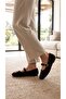 Women's Bitter Brown Rabbit Fur Buckle Daily Ballerinas 1 cm Byndtav01 - 2