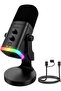 ميكروفون ديناميكي USB C/XLR مع إضاءة RGB وحامل مكتبي