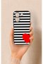 Poco X8 Pro Compatible Striped Red Heart Pattern Silicone Case - 4