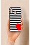 Samsung A20-A30 Compatible Striped Red Heart Patterned Silicone Case