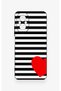 Realme 12 Lite Compatible Striped Red Heart Patterned Silicone Case