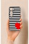 Vivo V40 Lite 5g Compatible Striped Red Heart Pattern Silicone Case