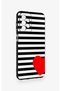 Samsung A23 Compatible Striped Red Heart Patterned Silicone Case - 3