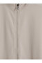 Ozmarka New Season Beige Stand Collar Men's Zippered Sweatshirt - 6