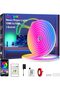 إضاءة نيون LED بتقنية البلوتوث بطول 10 متر/32 قدم، إضاءة نيون RGB مقاومة للماء مع تحكم عن طريق التطبيق وجهاز التحكم عن بعد والموسيقى