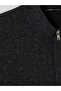 Vizyon New Season Black Stand Collar Men's Zippered Sweatshirt - 6