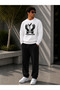 Men's Freedom Printed Crew Neck Regular Fit Men's Tracksuit Set / Straight Leg Bottom