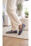 Women's Gray Rabbit Fur Buckle Casual Ballerinas 1 cm Byndtav01 - 5