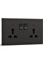 Double Socket, Electrical Double Switched Universal Power Plug Wall Socket with LED Indicator,