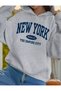 Girl's Gray Hooded Sweatshirt with New York Print