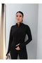 High Collar Zippered Slim Fit Jacket - 2