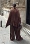 Women's Brown Metal Belt Detailed Oversize Bat Sleeve Blouse Palazzo Pants Set - 5