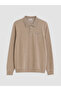 Özmarka New Season Beige Polo Collar Men's Sweatshirt - 4
