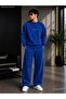 Men's Sweet Minimal Typography Printed Crew Neck Regular Fit Men's Tracksuit Set /Straight Leg Bottom