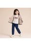 Quilted Floral Coat, Jeans, Jeans Skirt and T-Shirt 4-Piece Girls' Set - 3