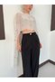 Embroidered Chiffon Cape Blouse - Cream Lilac |   D3137 - Cream Lilac - 4