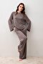 Long Sleeve Oversize Basic Lycra Viscose Top and Bottom Set - 3