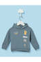 Infant Boys Blue Printed Hooded Sweatshirt