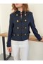 Chinese Buttoned Jacket - Navy Blue |   F2105 - 4