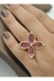 Enamel adjustable ring - burgundy -
