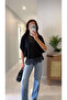 Melosy Black Knitwear with Lace Hem - 2