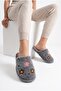 Women's Plush House Slippers Colorful Flower Embroidered Closed Toe Soft Sole Winter Comfortable Slippers Model - 3